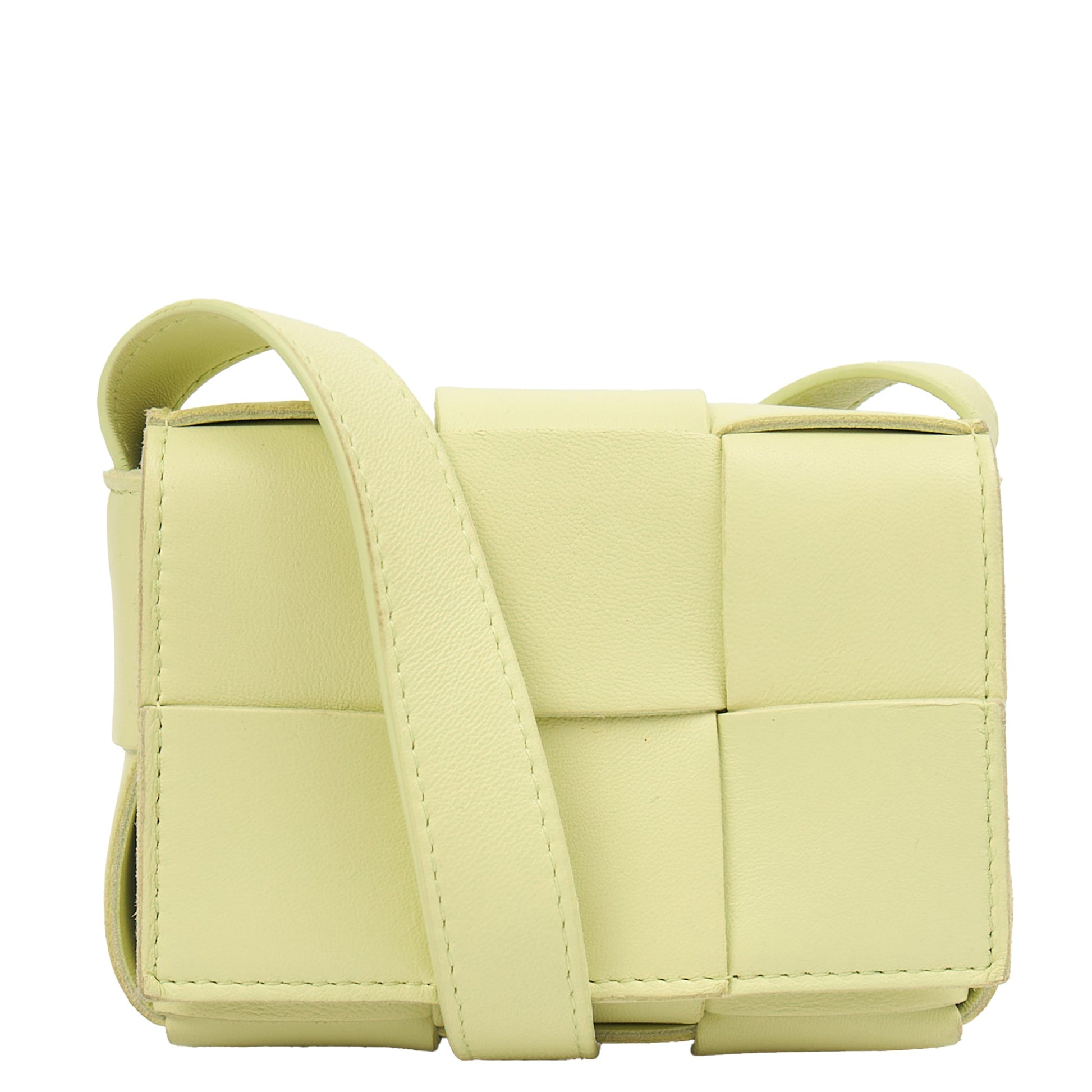 Bottega Veneta Cross Body Cassette - Mini in Green, Intrecciato Nappa — Back View