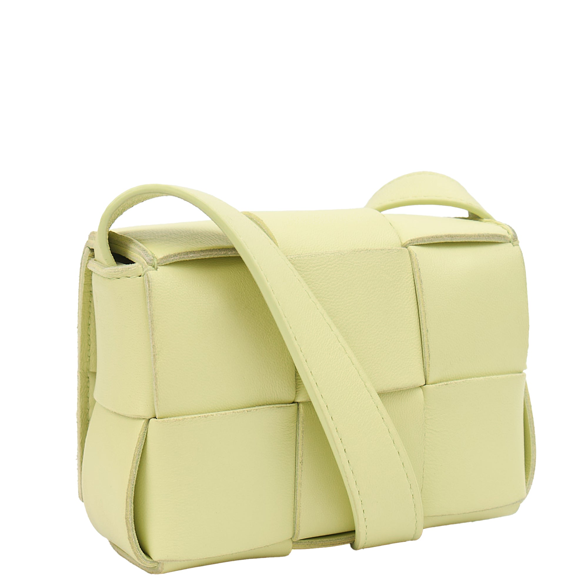 Bottega Veneta Cross Body Cassette - Mini in Green, Intrecciato Nappa — Side View