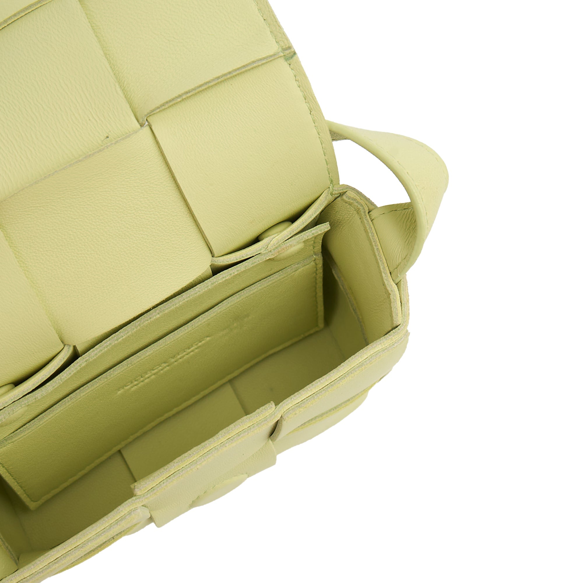 Bottega Veneta Cross Body Cassette - Mini in Green, Intrecciato Nappa — Detail View