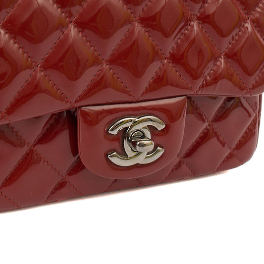 Chanel Cross Body Classic - Mini (Square) in Red, Patent Leather — Side View