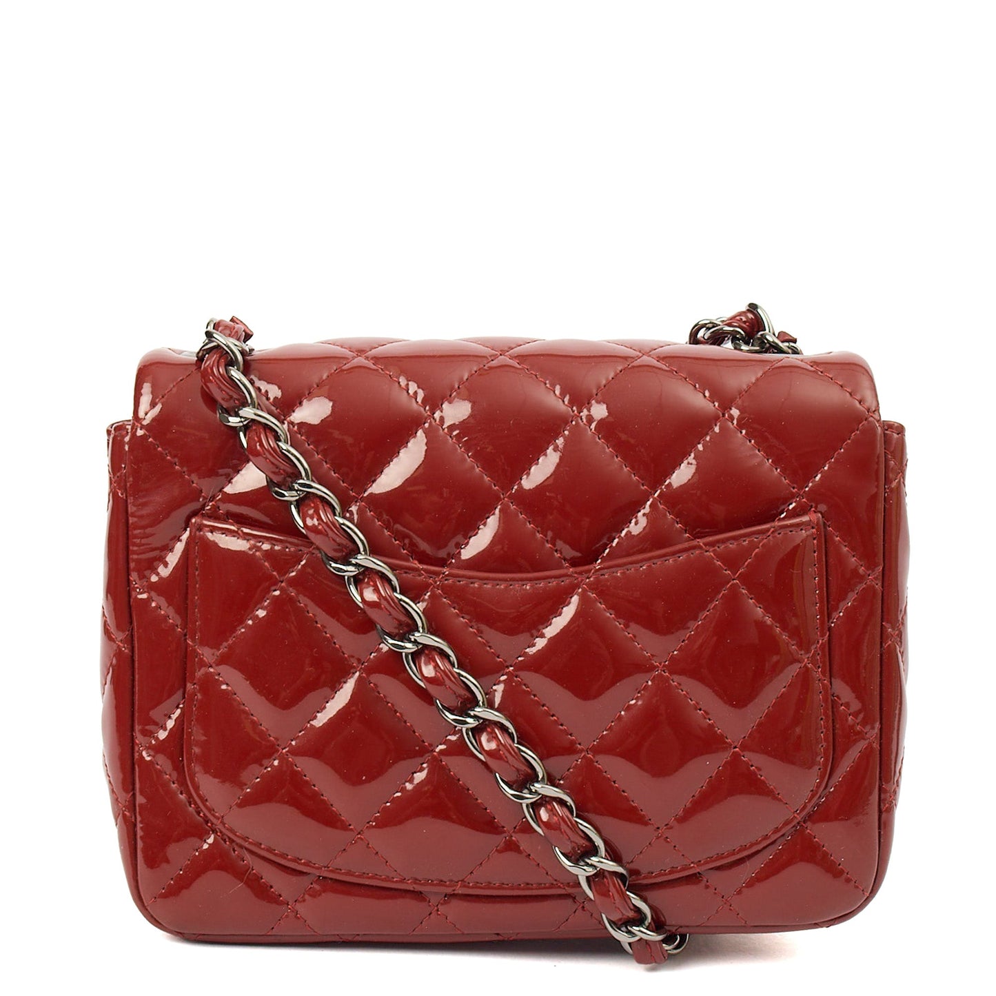 Chanel Cross Body Classic - Mini (Square) in Red, Patent Leather — Top View