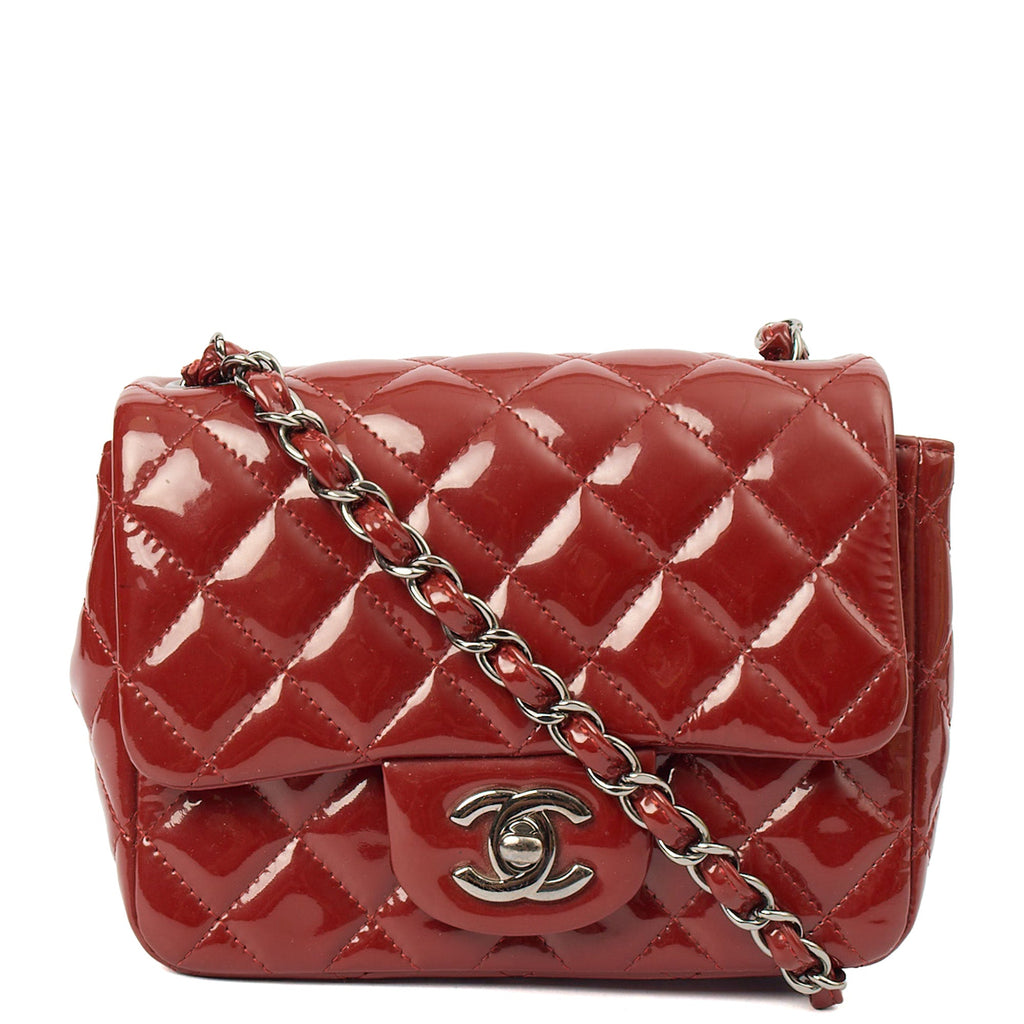 Chanel Cross Body Classic - Mini (Square) in Red, Patent Leather — Front View