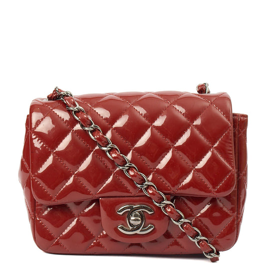 Chanel Cross Body Classic - Mini (Square) in Red, Patent Leather — Front View