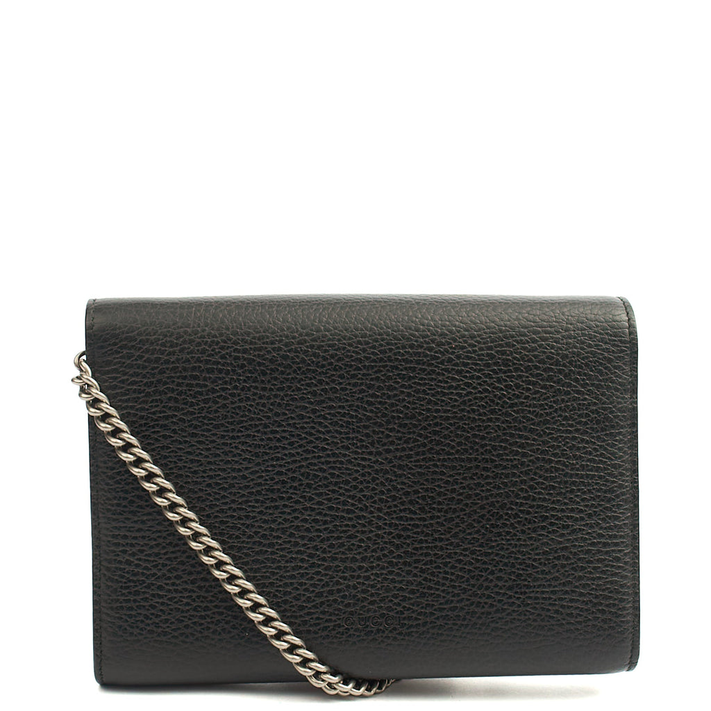Gucci Cross Body Dionysus Chain Wallet in Black, Leather — Back View