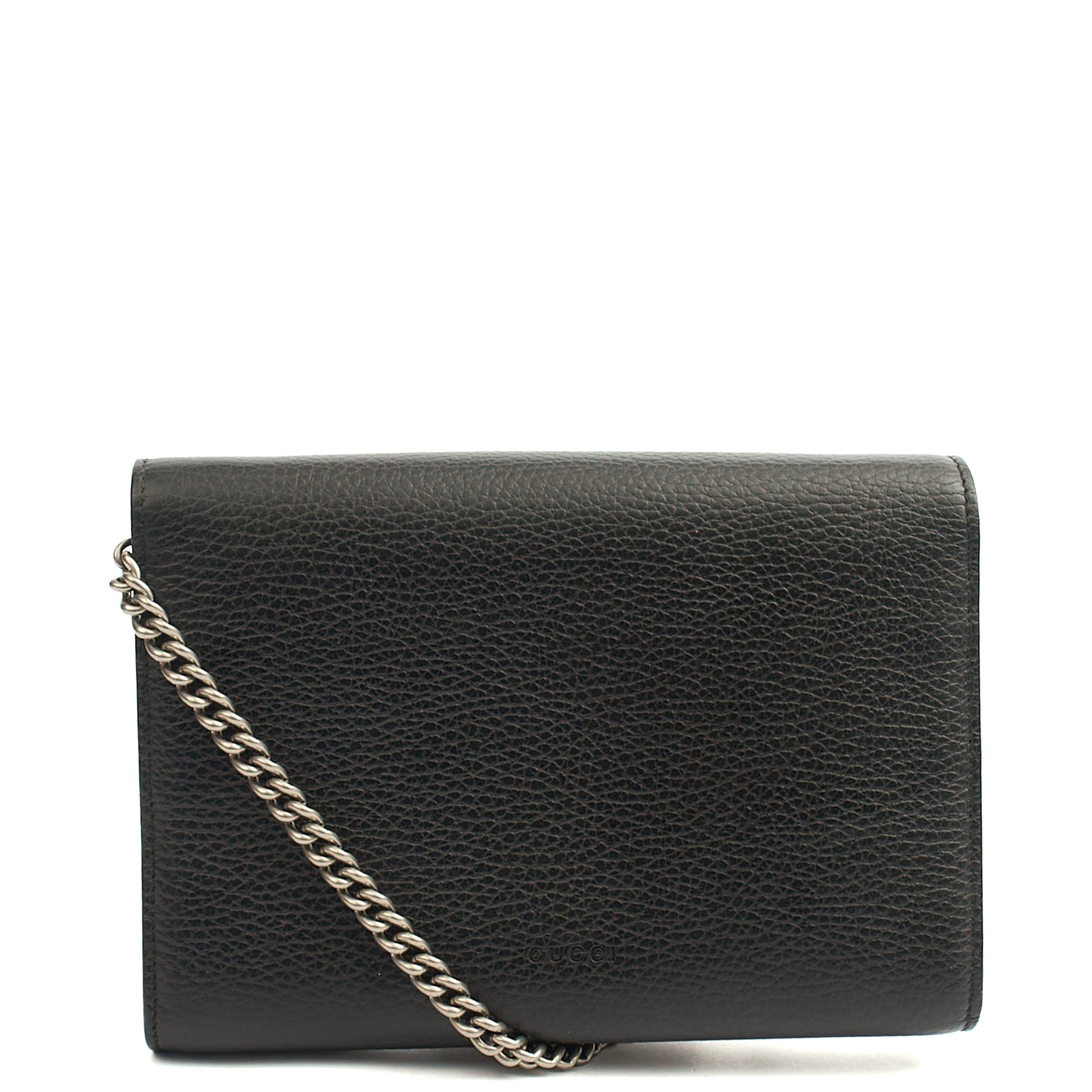 Gucci Cross Body Dionysus Chain Wallet in Black, Leather — Back View
