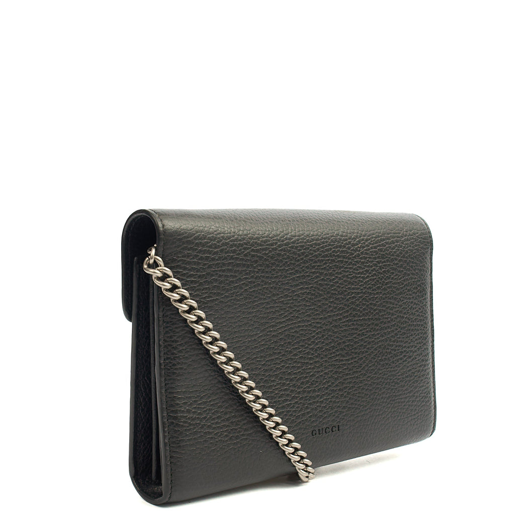 Gucci Cross Body Dionysus Chain Wallet in Black, Leather — Side View