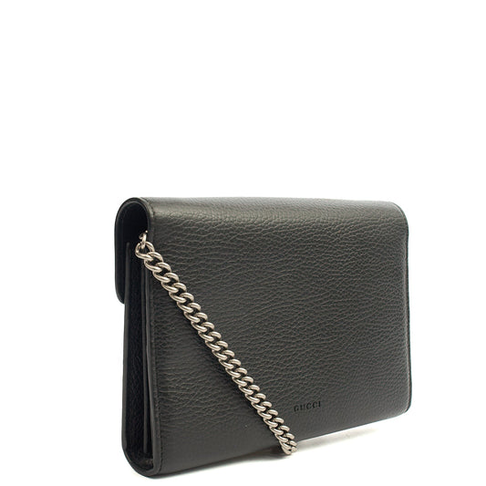 Gucci Cross Body Dionysus Chain Wallet in Black, Leather — Side View