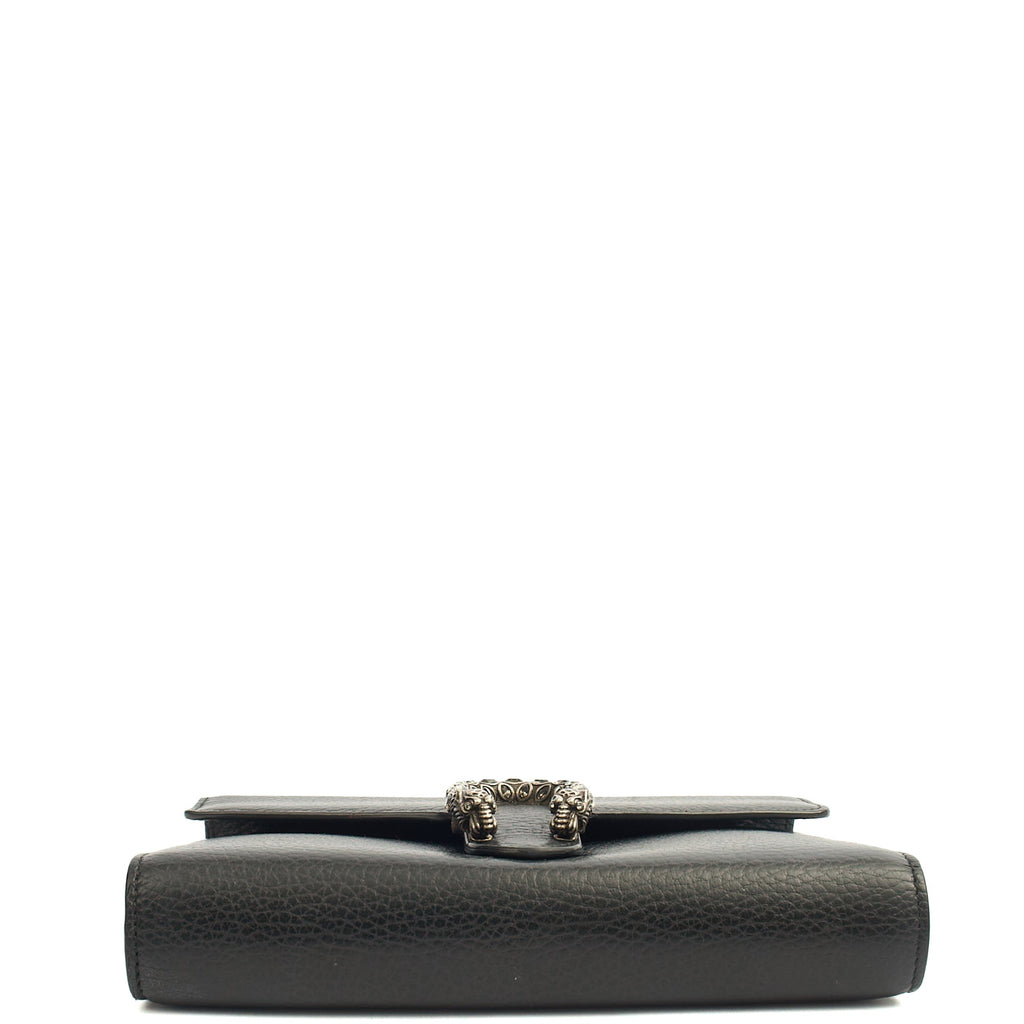 Gucci Cross Body Dionysus Chain Wallet in Black, Leather — Top View