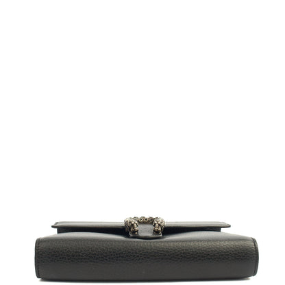 Gucci Cross Body Dionysus Chain Wallet in Black, Leather — Top View