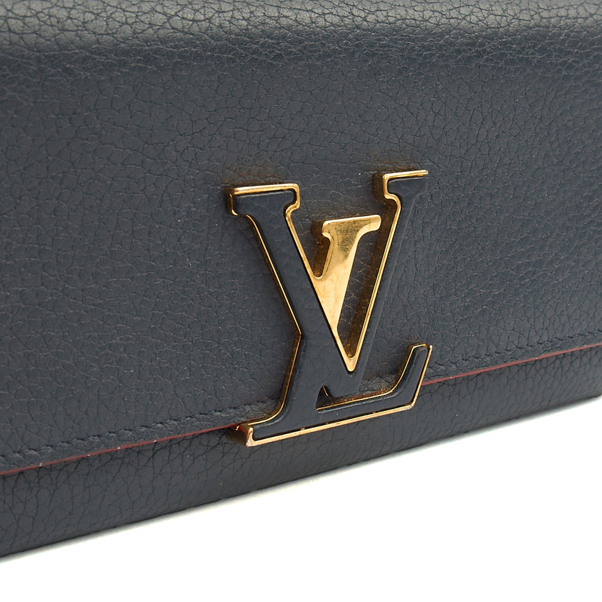 Louis Vuitton Wallet Capucines Wallet  in Navy, Calfskin Leather — Detail View