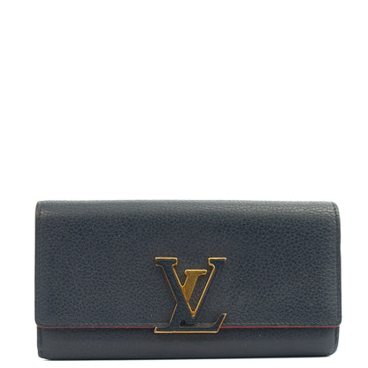 Louis Vuitton Wallet Capucines Wallet  in Navy, Calfskin Leather — Front View