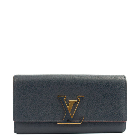 Louis Vuitton Wallet Capucines Wallet  in Navy, Calfskin Leather — Front View