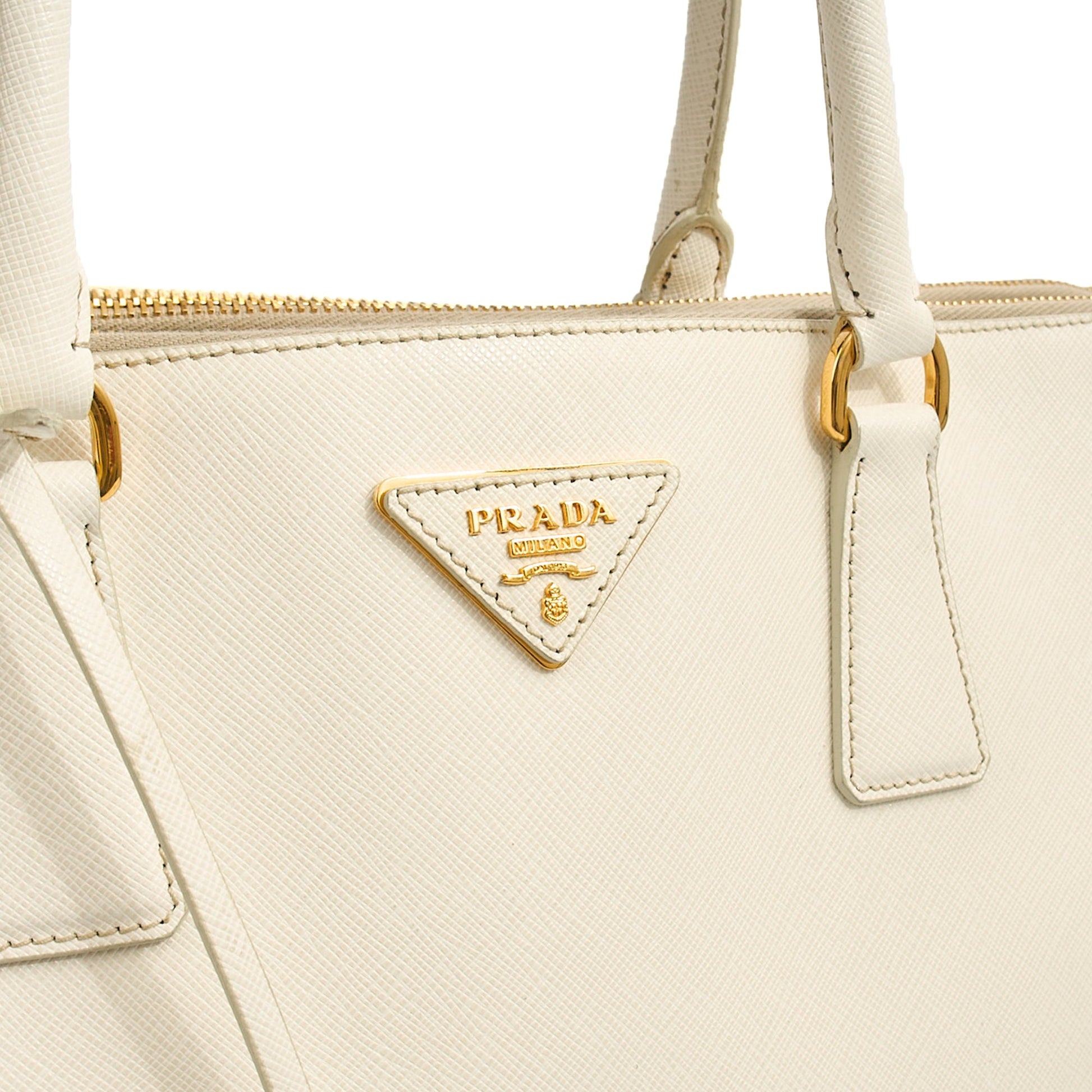 Prada Tote Galleria - Large Double Zip Tote in White, Saffiano Leather — Alternate View 7