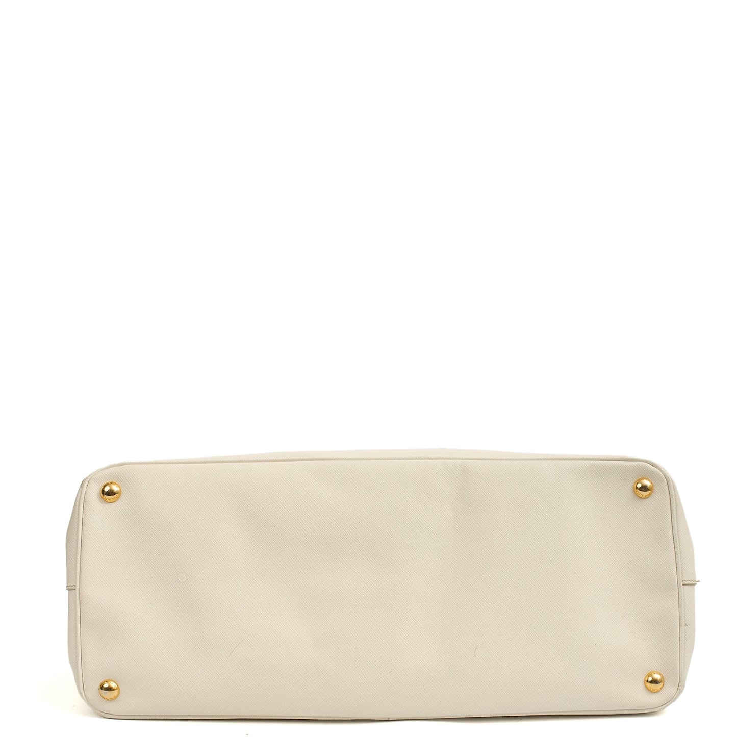 Prada Tote Galleria - Large Double Zip Tote in White, Saffiano Leather — Detail View