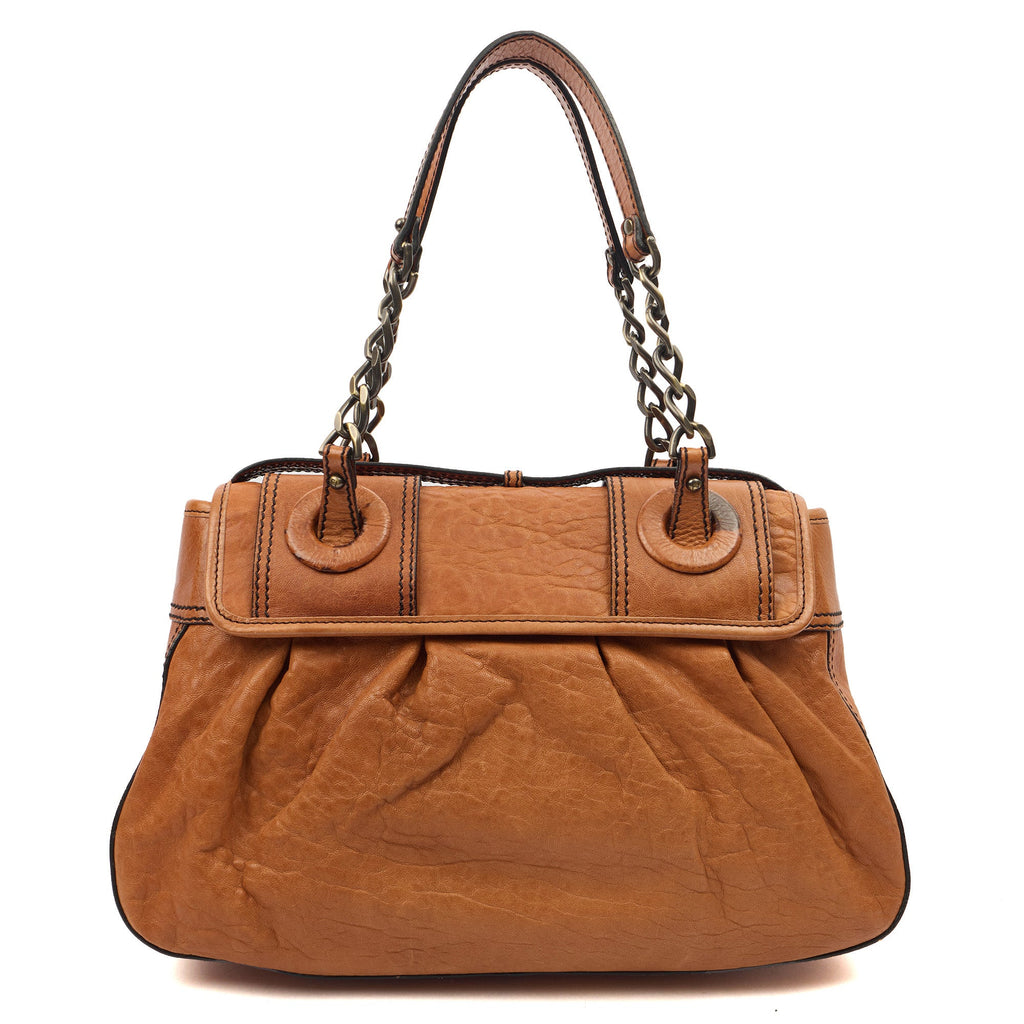 Fendi Shoulder Bag B Bag in Brown, Leather — Top View