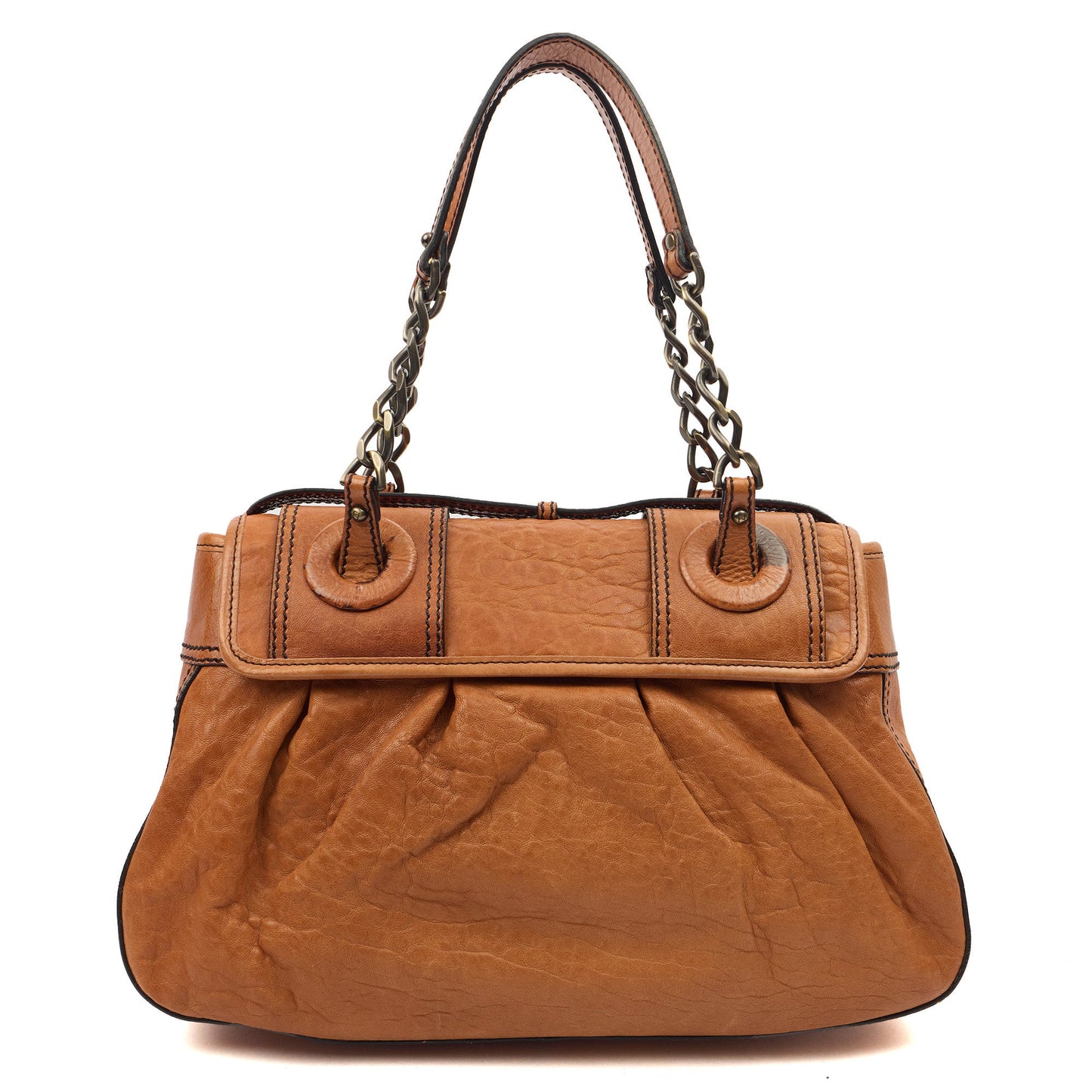 Fendi Shoulder Bag B Bag in Brown, Leather — Top View