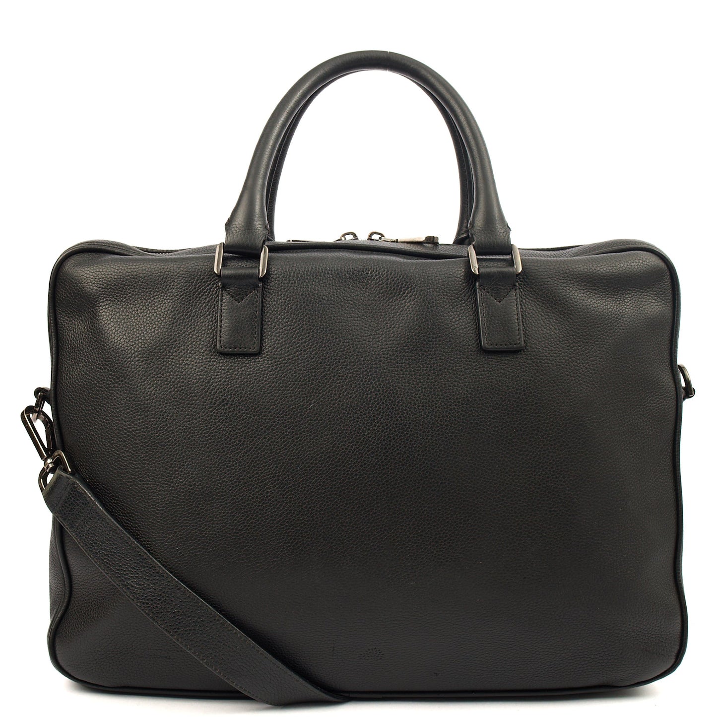 Mulberry Top Handle Briefcase in Black, Leather — Front View