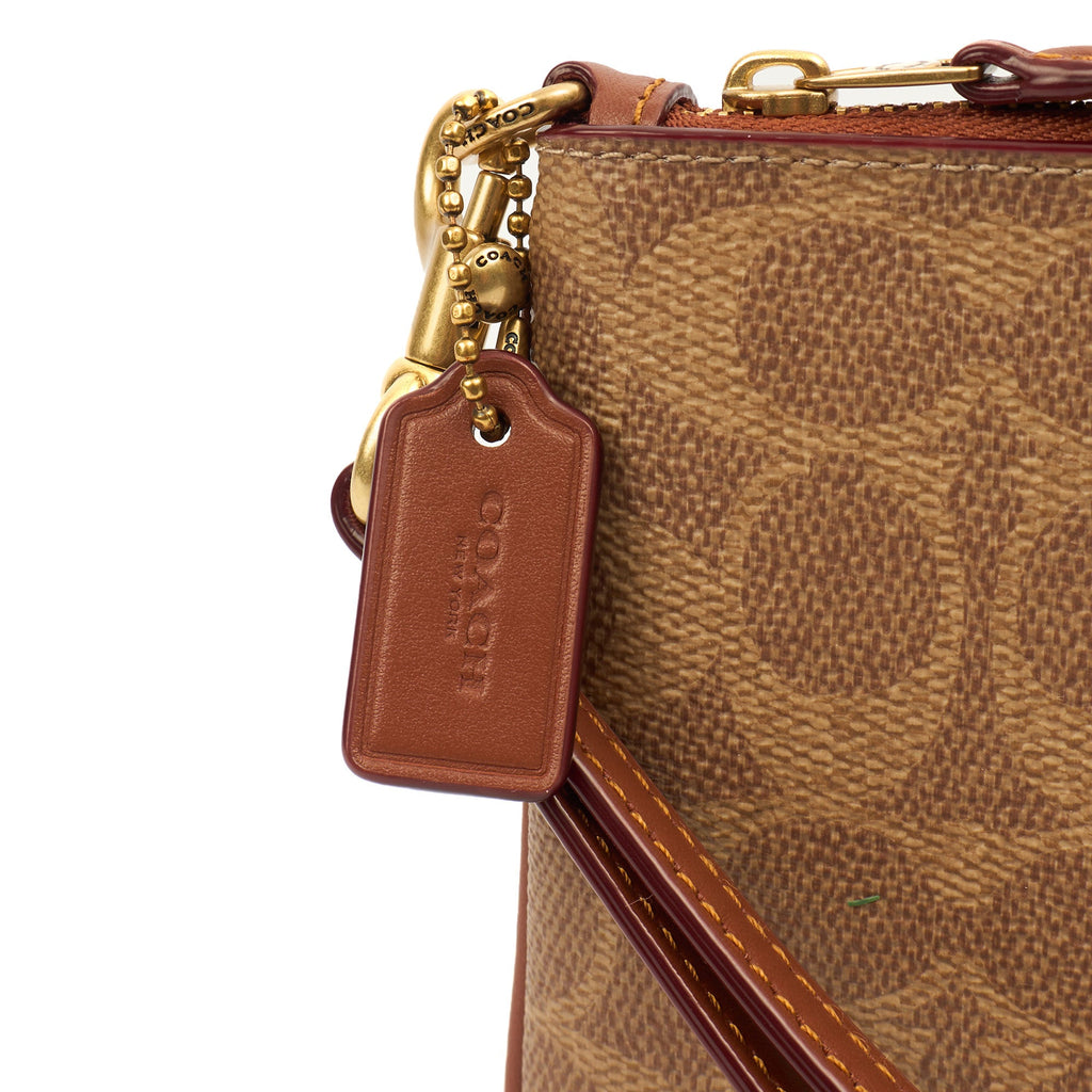 Coach Clutch Bow Wristlet in Brown, Leather — Detail View