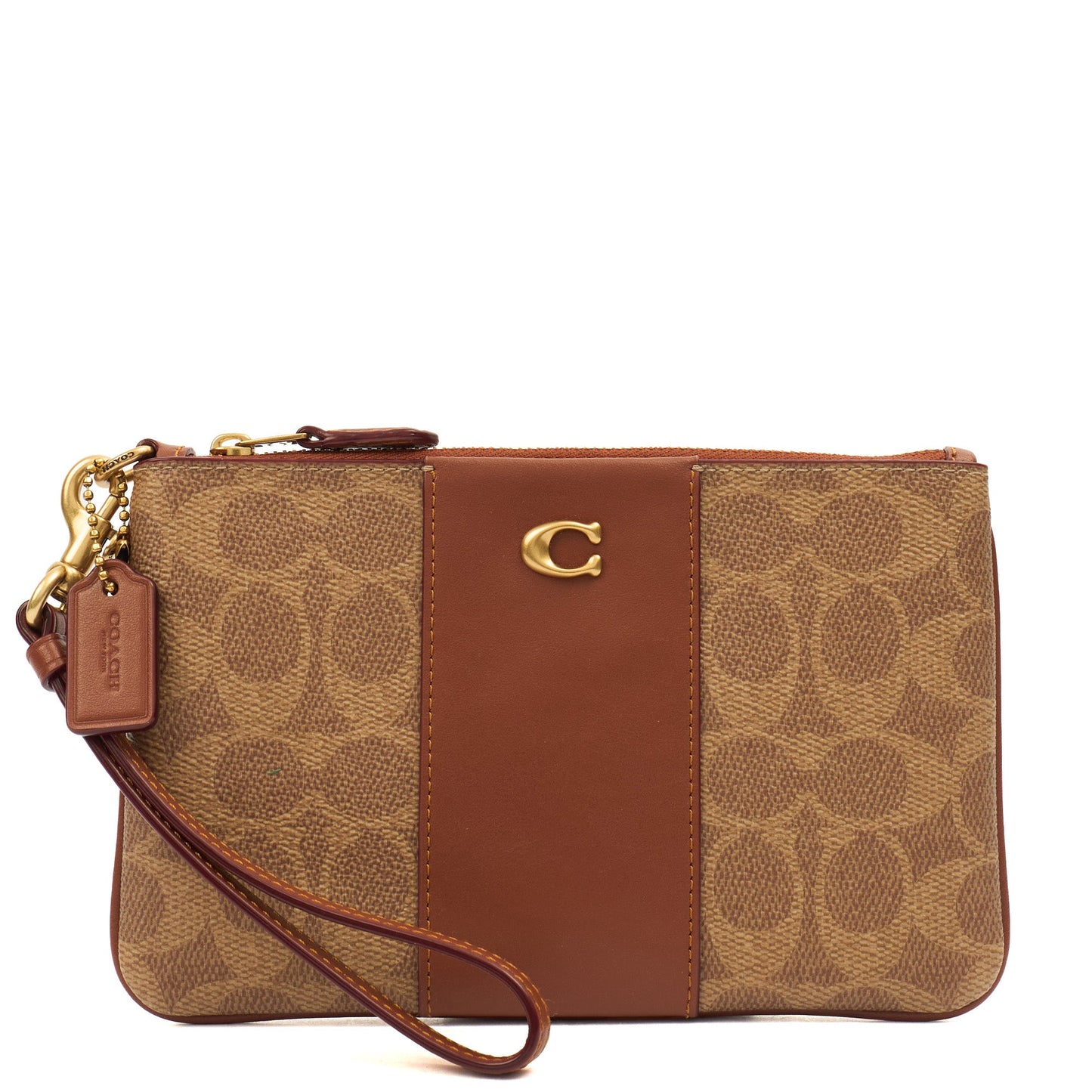 Coach Clutch Bow Wristlet in Brown, Leather — Front View