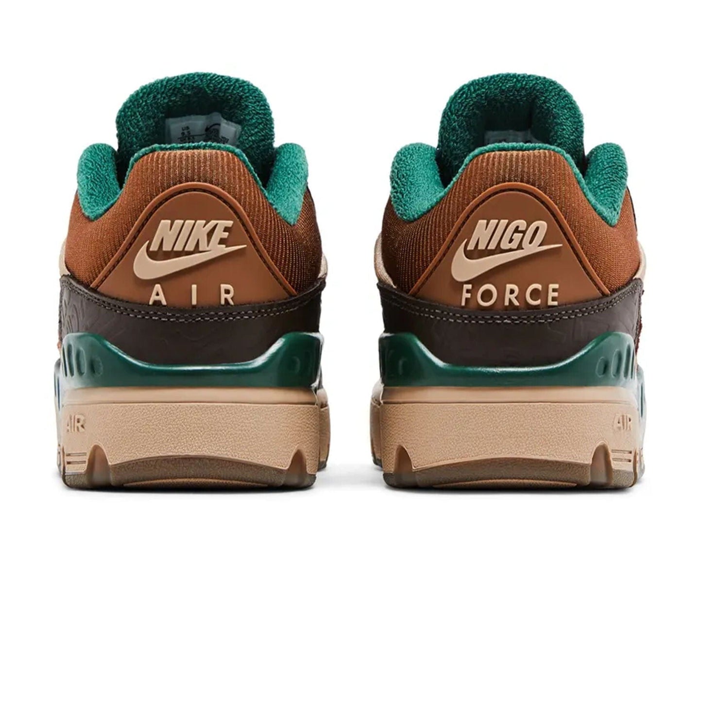Nigo x Nike Air Force 3 Low 'Baroque Brown Fir' — UK 3 | EU 35.5 | US 3.5 — Top View