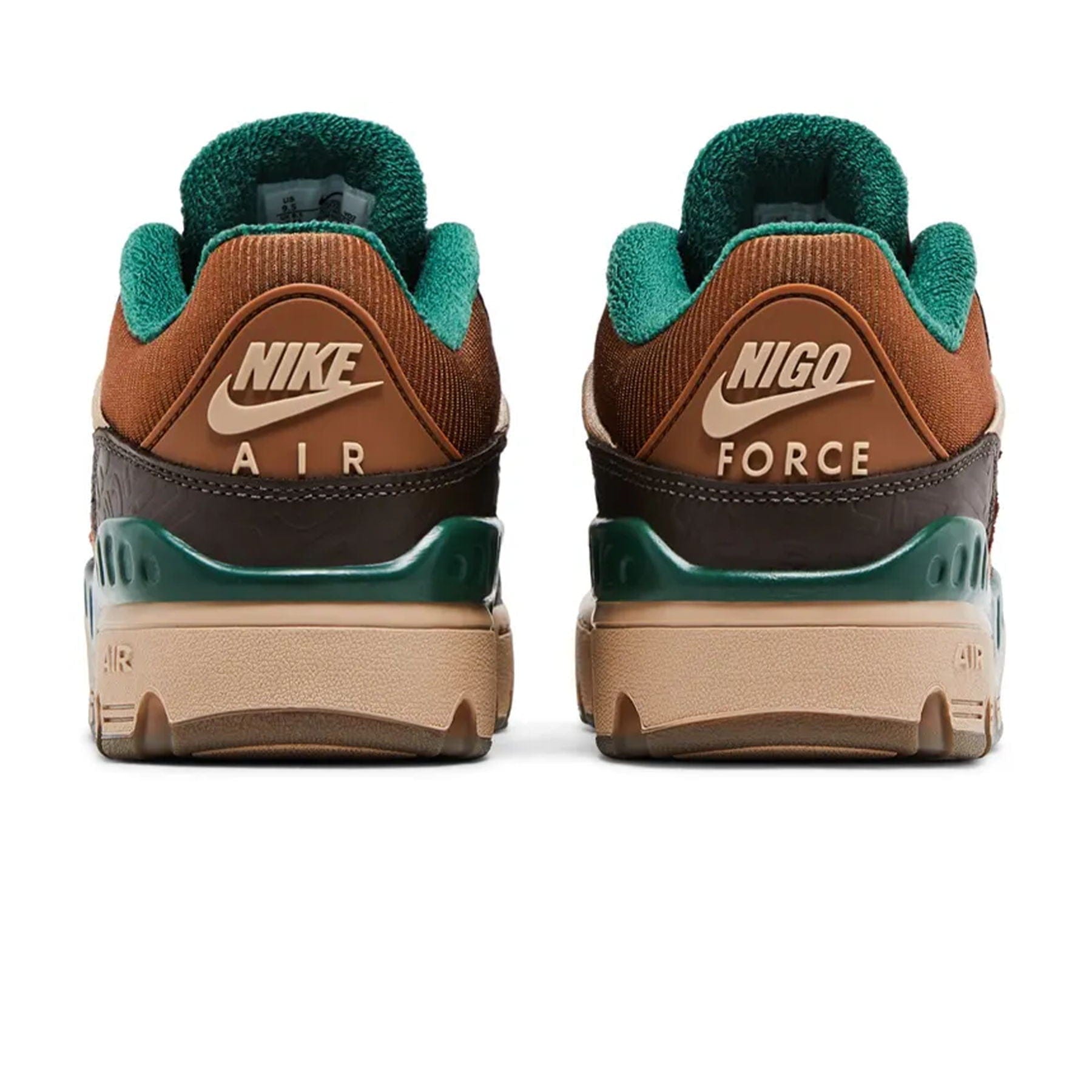 Nigo x Nike Air Force 3 Low 'Baroque Brown Fir' — UK 3 | EU 35.5 | US 3.5 — Top View