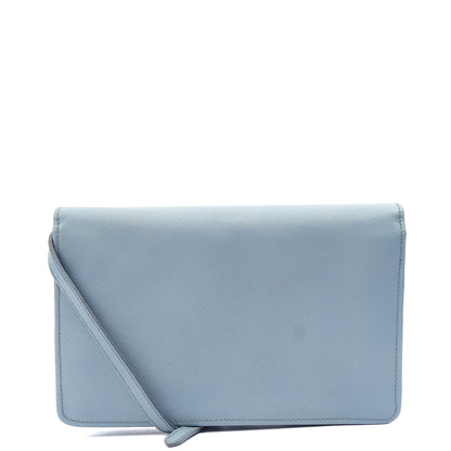Prada Cross Body Crossbody in Blue, Saffiano Leather — Back View