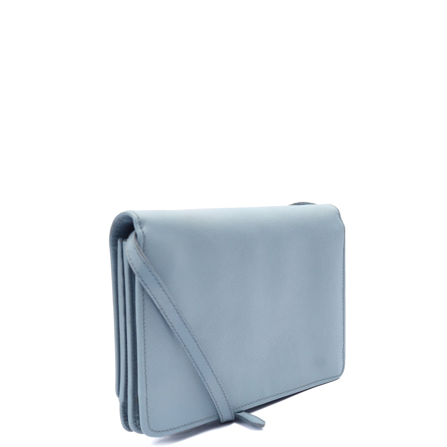 Prada Cross Body Crossbody in Blue, Saffiano Leather — Side View