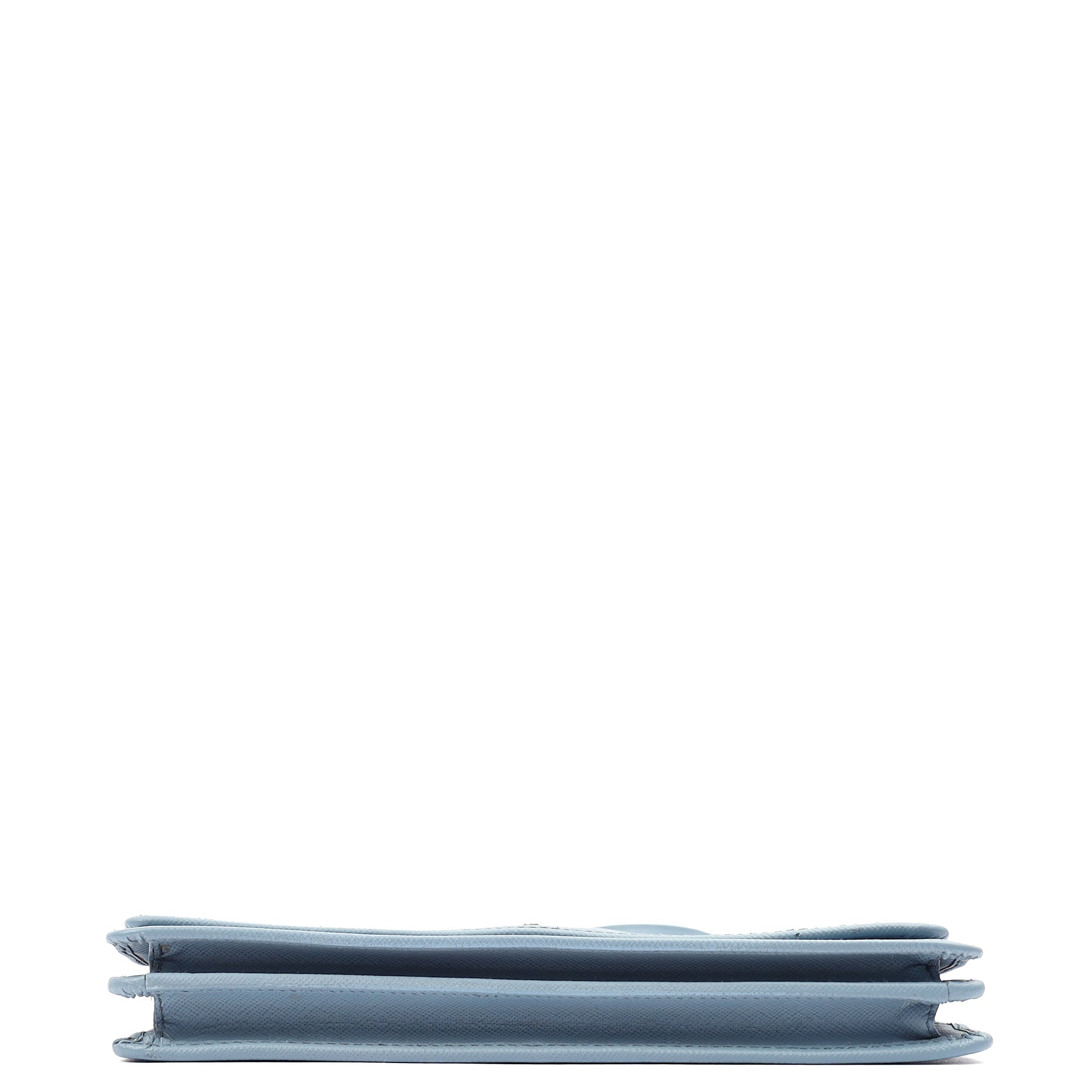 Prada Cross Body Crossbody in Blue, Saffiano Leather — Top View