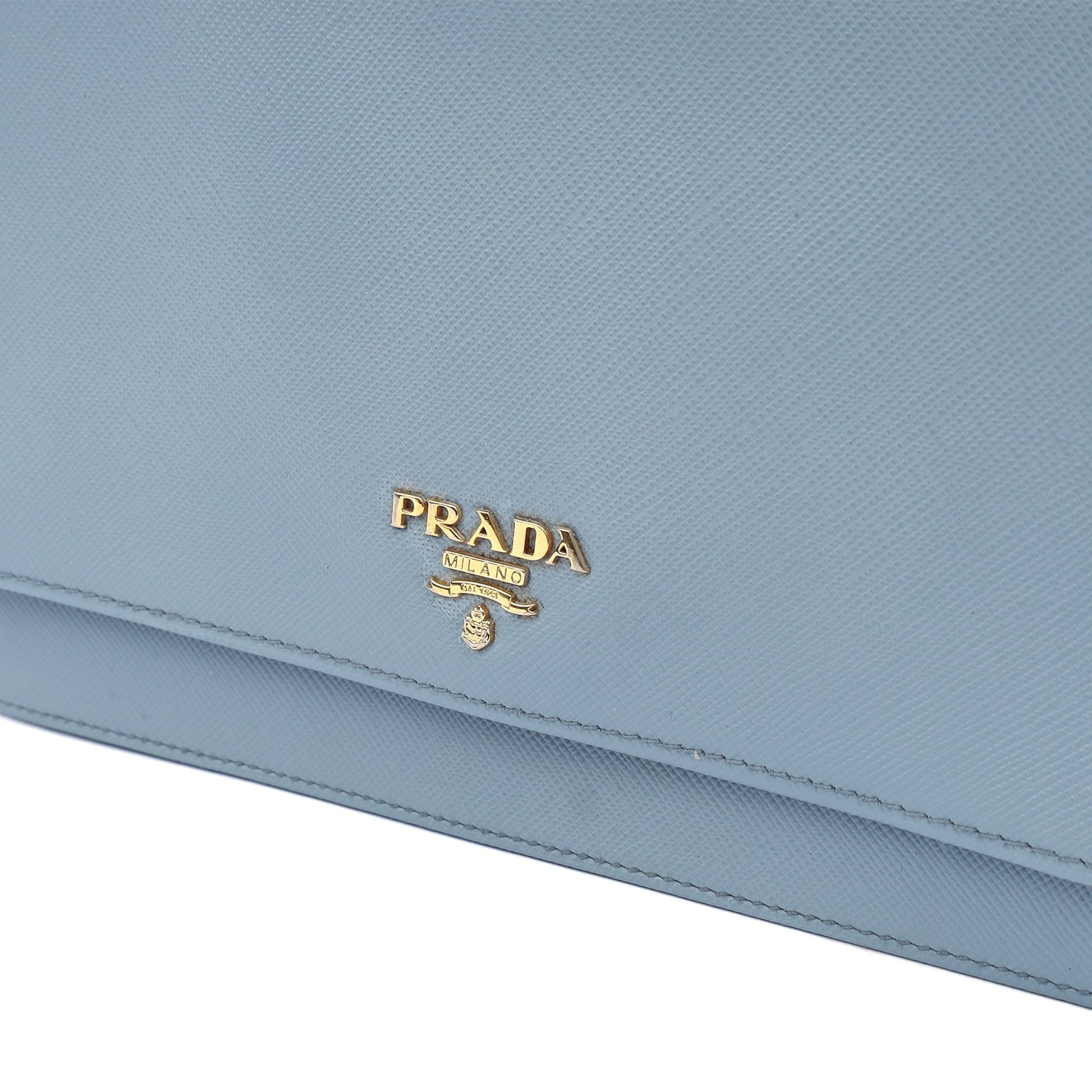 Prada Cross Body Crossbody in Blue, Saffiano Leather — Lifestyle View