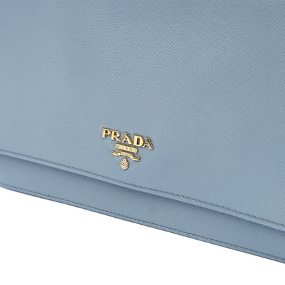 Prada Cross Body Crossbody in Blue, Saffiano Leather — Lifestyle View