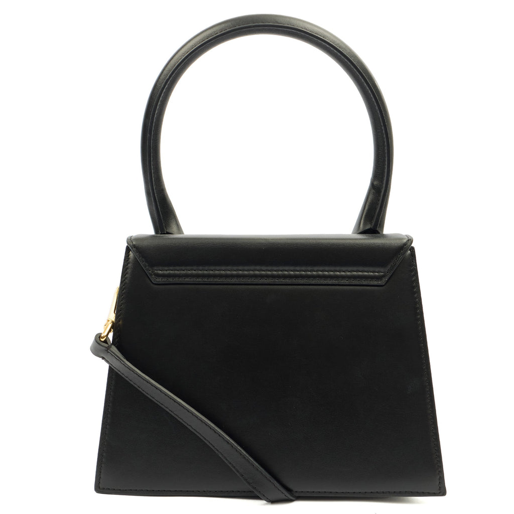 Jacquemus Top Handle Le Chiquito in Black, Leather — Back View