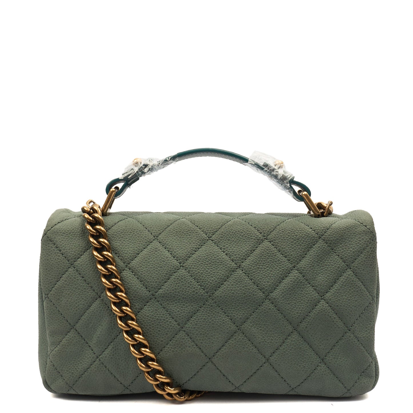 Chanel Cross Body Flap Bag in Green, Nubuck — Top View