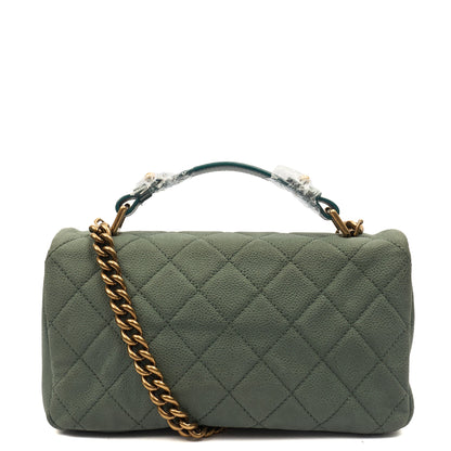 Chanel Cross Body Flap Bag in Green, Nubuck — Top View