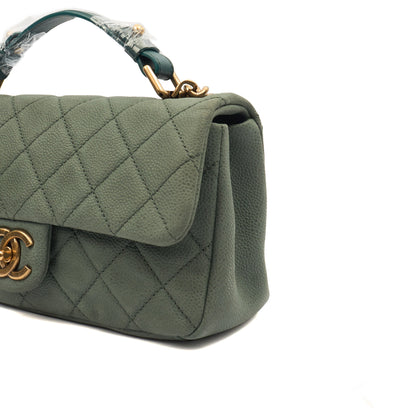 Chanel Cross Body Flap Bag in Green, Nubuck — Alternate View 16