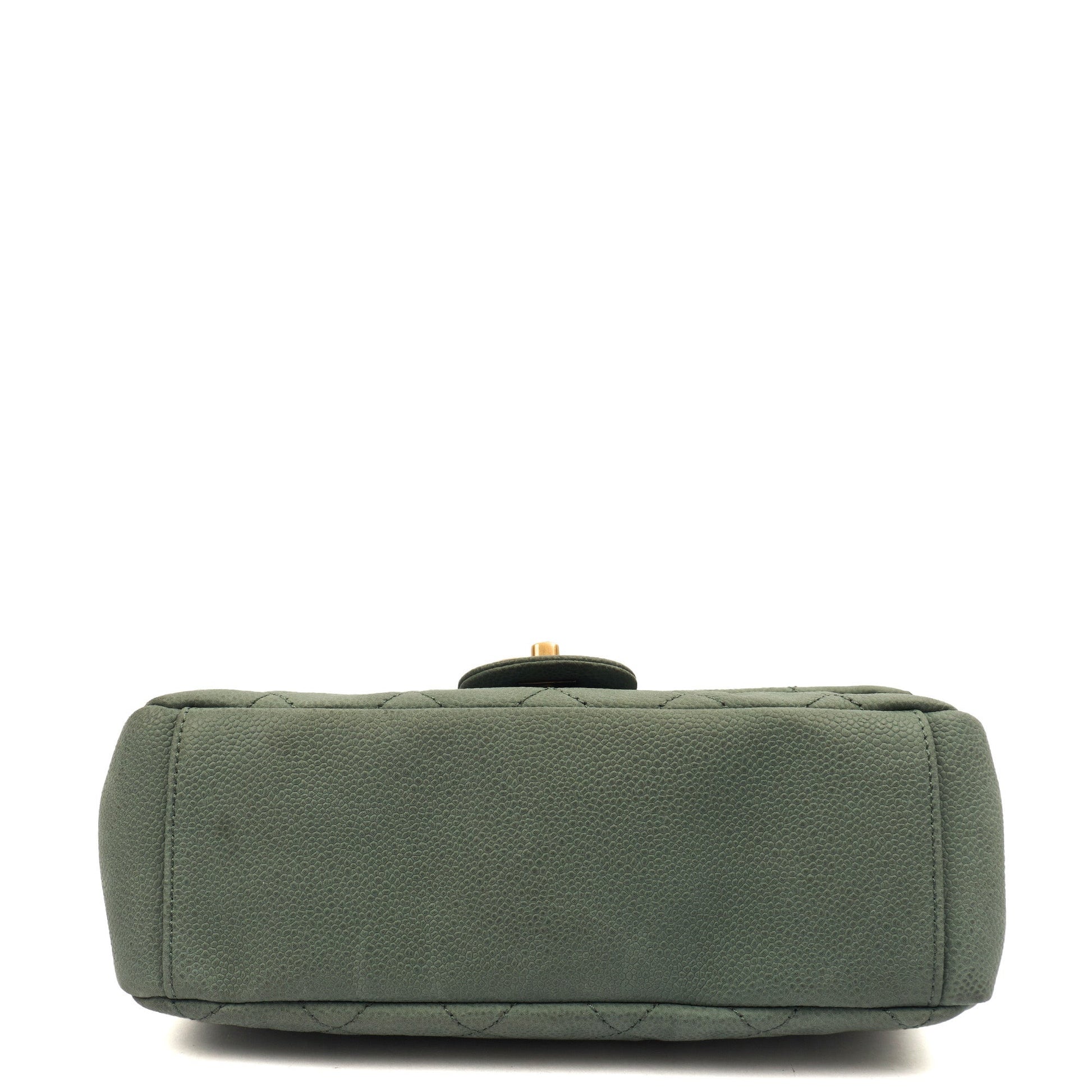 Chanel Cross Body Flap Bag in Green, Nubuck — Detail View