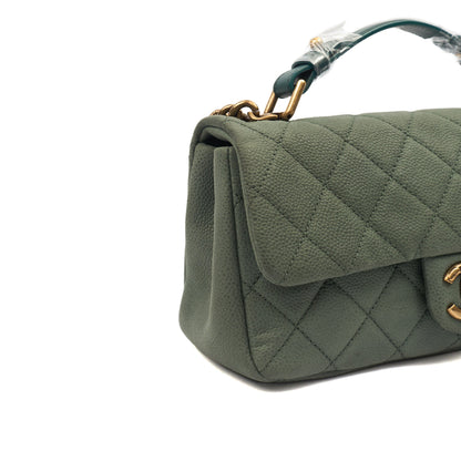 Chanel Cross Body Flap Bag in Green, Nubuck — Alternate View 8