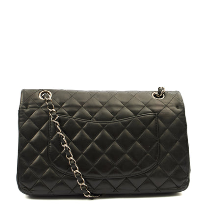 Chanel Cross Body Classic Double Flap - Medium in Black, Calfskin Leather — Back View