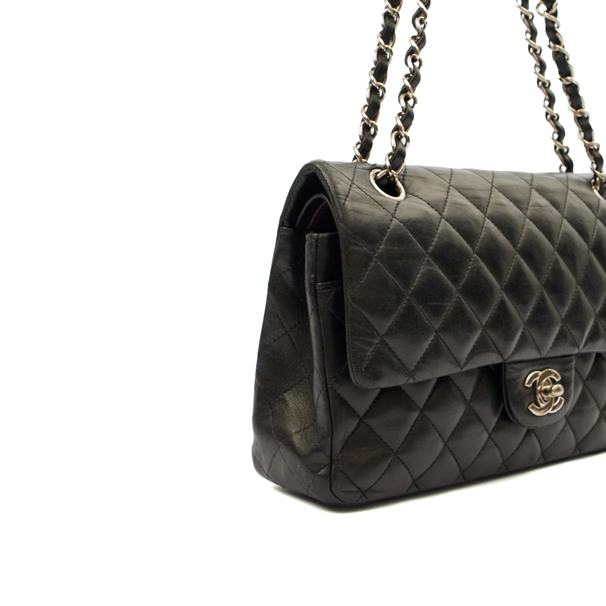 Chanel Cross Body Classic Double Flap - Medium in Black, Calfskin Leather — Alternate View 7