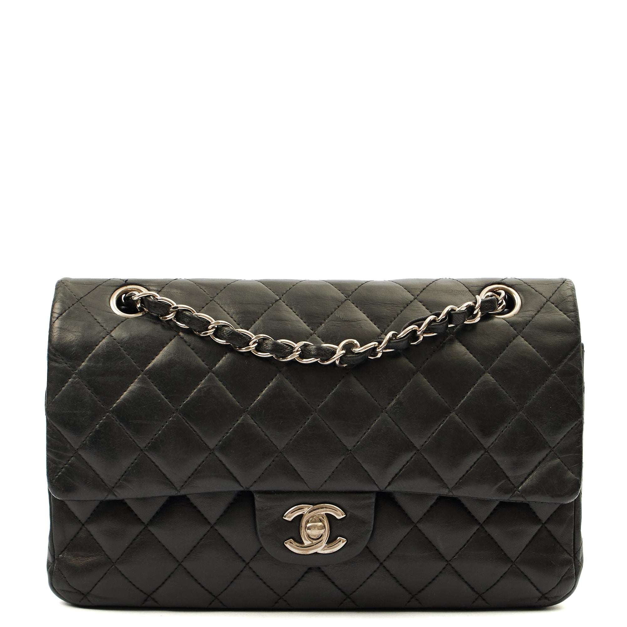 Chanel Cross Body Classic Double Flap - Medium in Black, Calfskin Leather — Alternate View 10