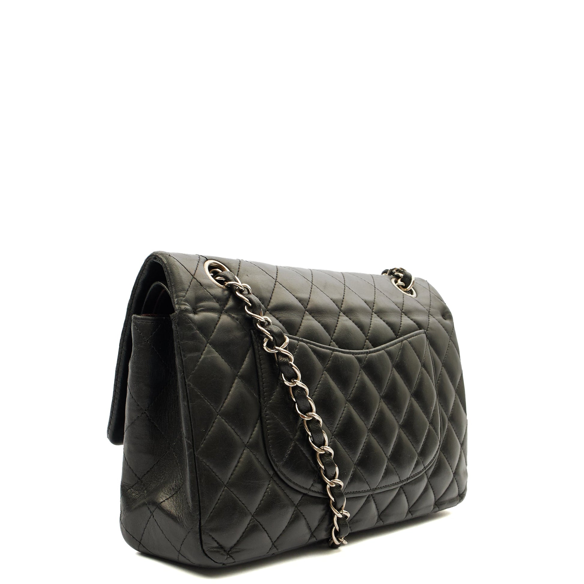 Chanel Cross Body Classic Double Flap - Medium in Black, Calfskin Leather — Side View