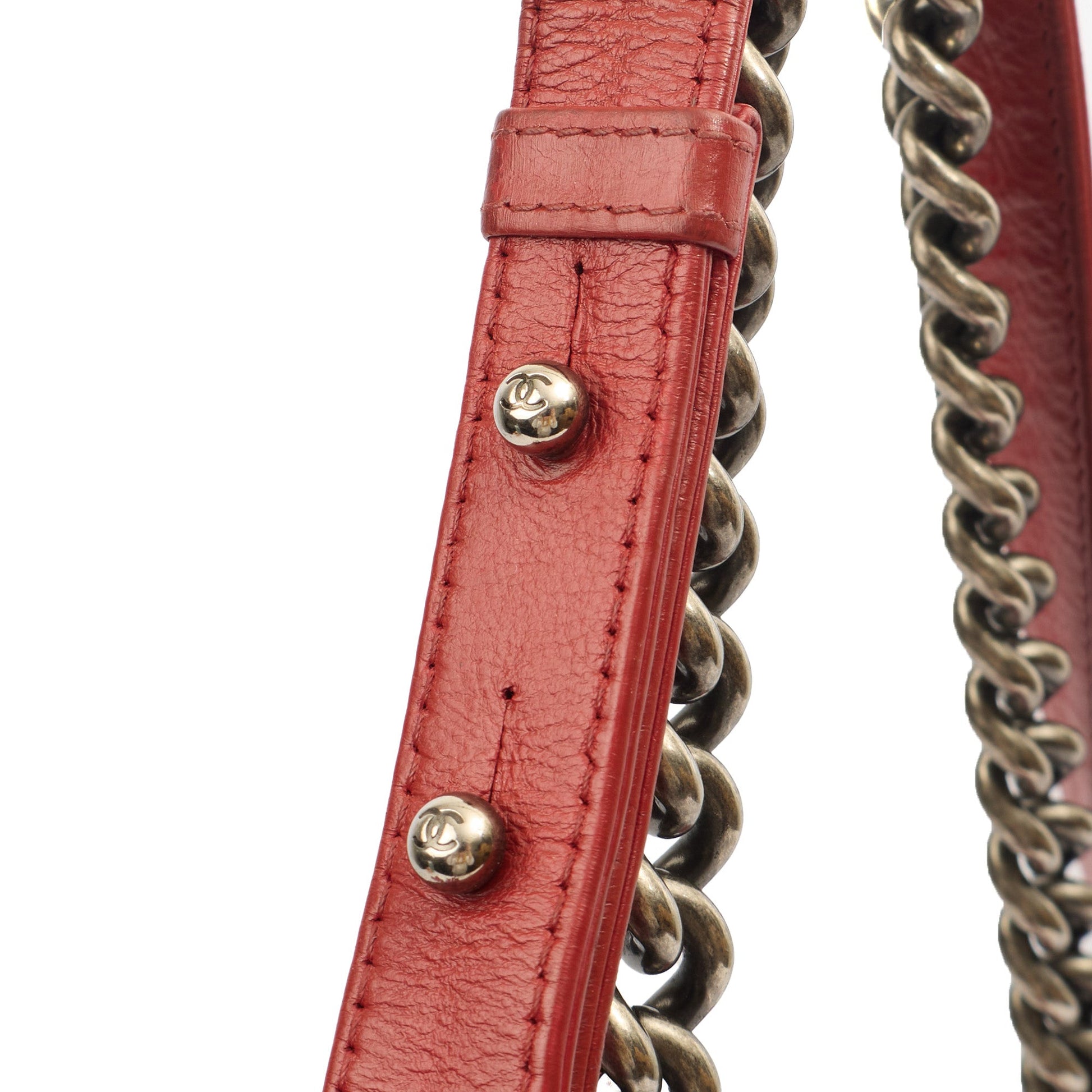 Chanel Shoulder Bag Boy - Large in Red, Lambskin Leather — Alternate View 9