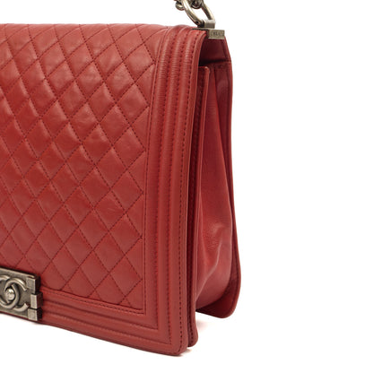 Chanel Shoulder Bag Boy - Large in Red, Lambskin Leather — Alternate View 7