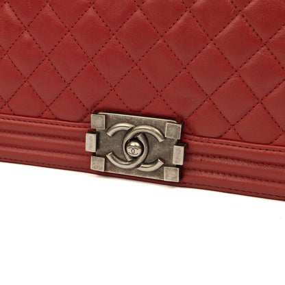 Chanel Shoulder Bag Boy - Large in Red, Lambskin Leather — Alternate View 16