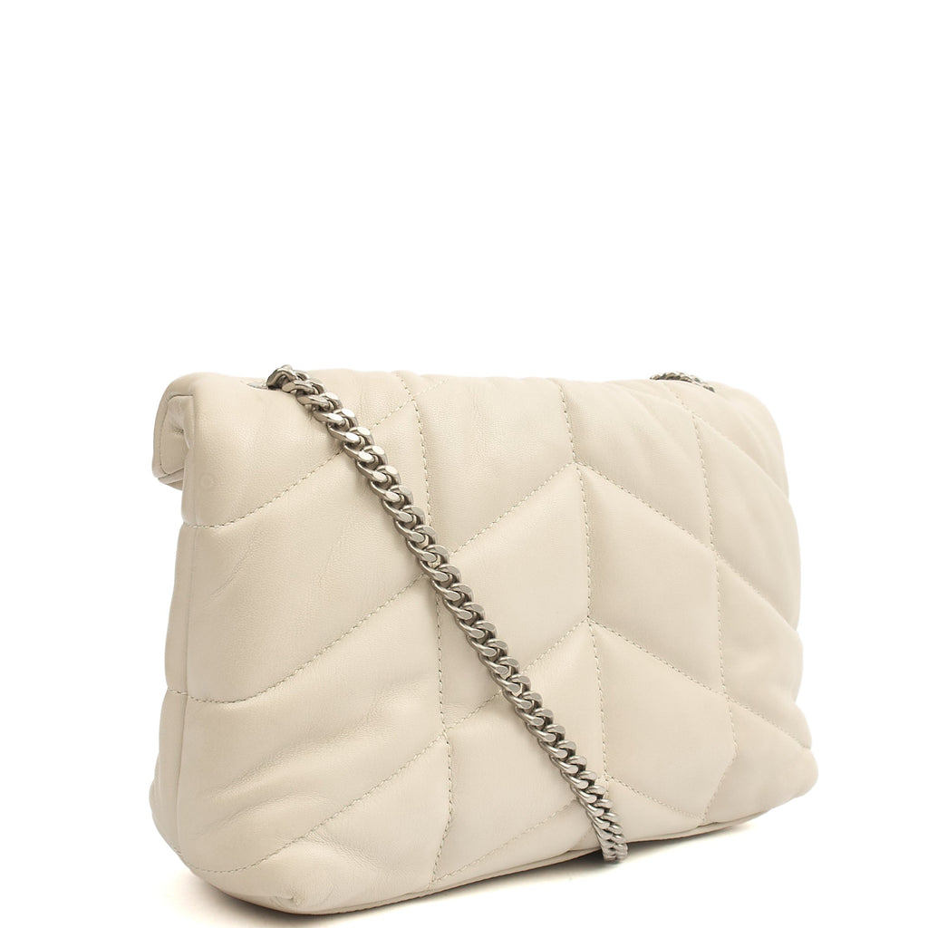 Saint Laurent Cross Body Puffer - Toy in Cream, Leather — Side View