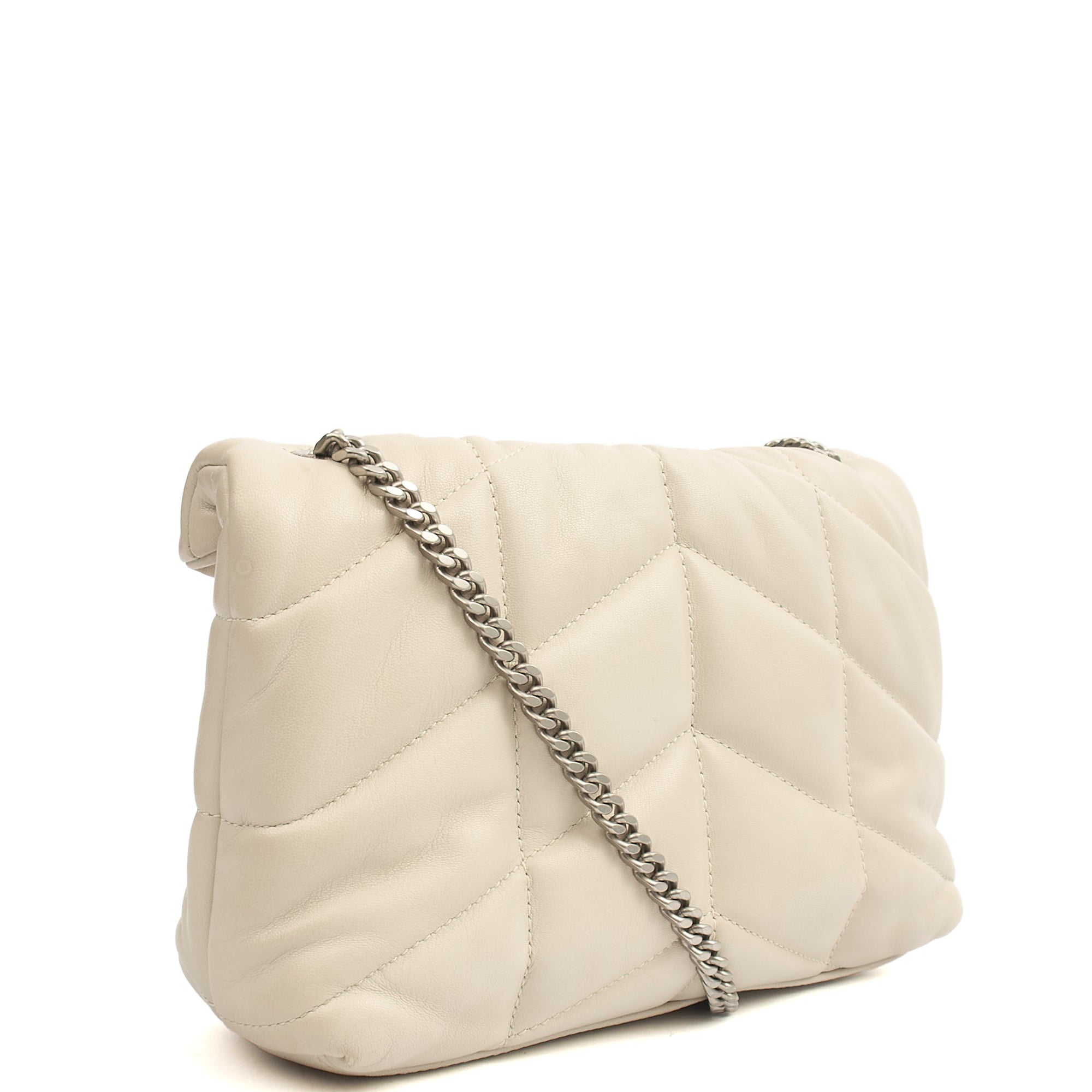 Saint Laurent Cross Body Puffer - Toy in Cream, Leather — Side View