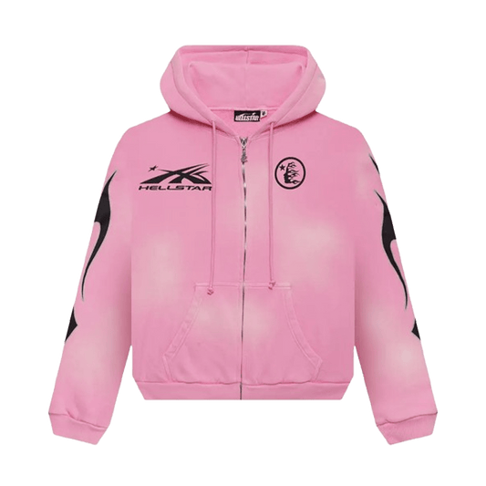 Hellstar x Complex Sports Flame Zip-Up 'Pink' — XXS — Front View