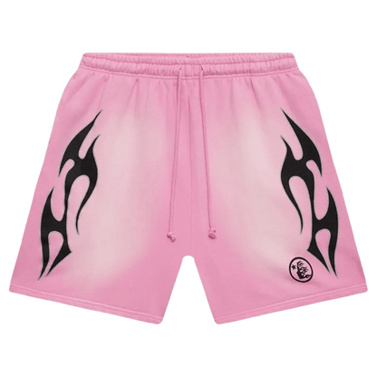 Hellstar x Complex Sports Flame Shorts 'Pink' — XXS — Front View