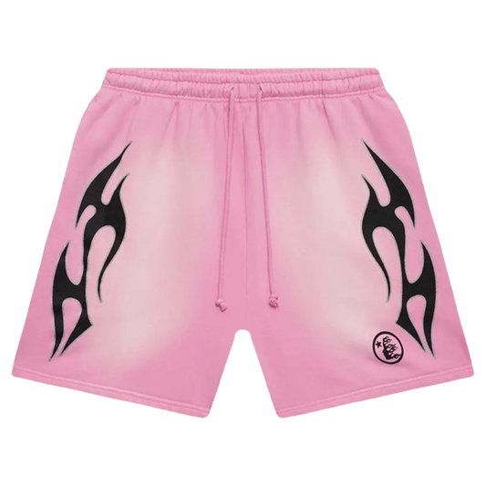 Hellstar x Complex Sports Flame Shorts 'Pink' — XXS — Front View