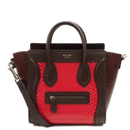 Celine Mini Bag Luggage - Nano in Red, Python Leather — Front View