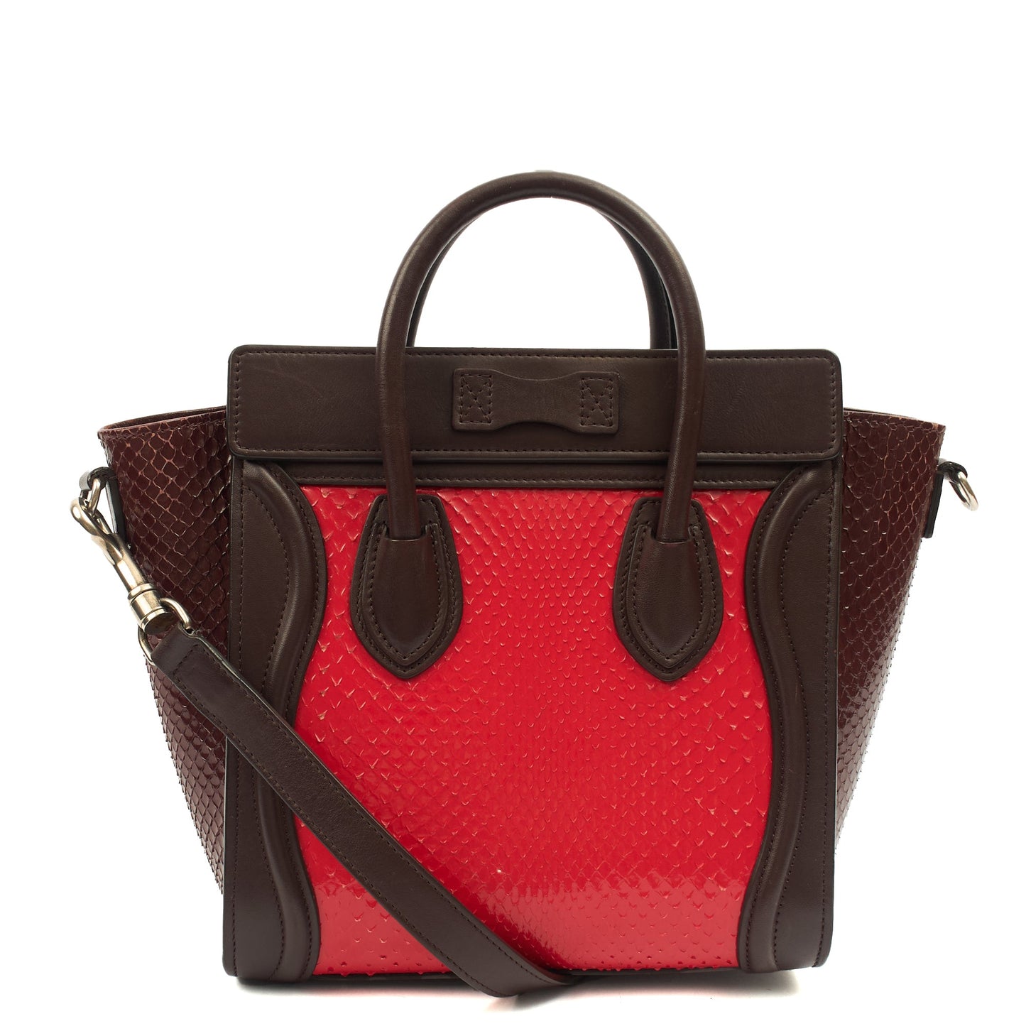 Celine Mini Bag Luggage - Nano in Red, Python Leather — Back View